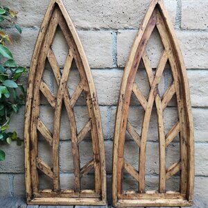 Arch Wood Frame Distress Brown Shabby Chic Perugia Set of 2, 32.5" H